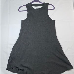 Gray Halter Tank Open-Cross Back Swing Dress